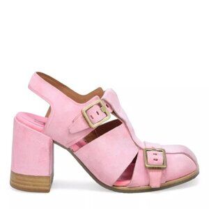 NWT $370 A.S.98 EMERY HEEL PUMP SANDAL PINK SUEDE BLOCK 41 (DB37)